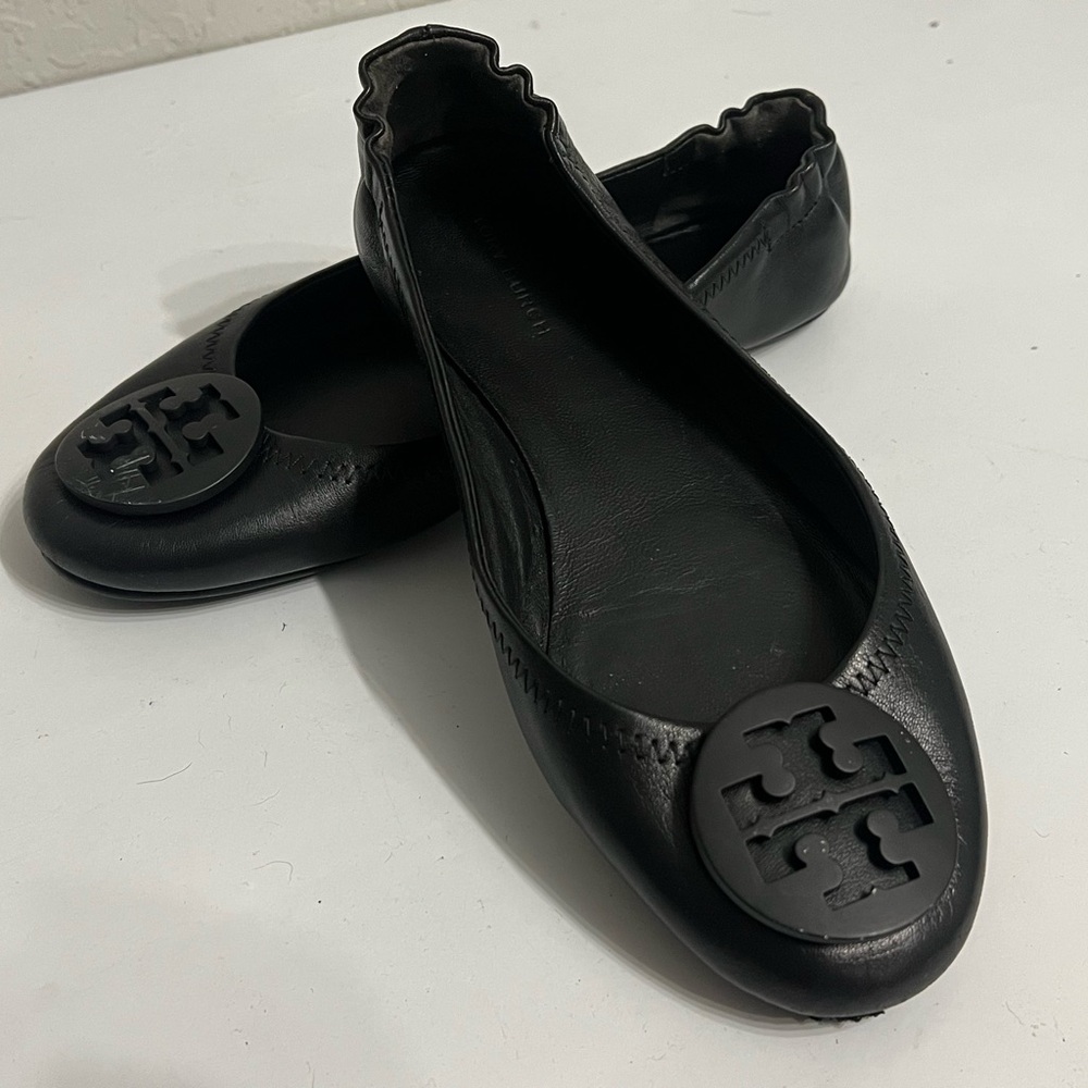 Tory Burch Black Leather Flats